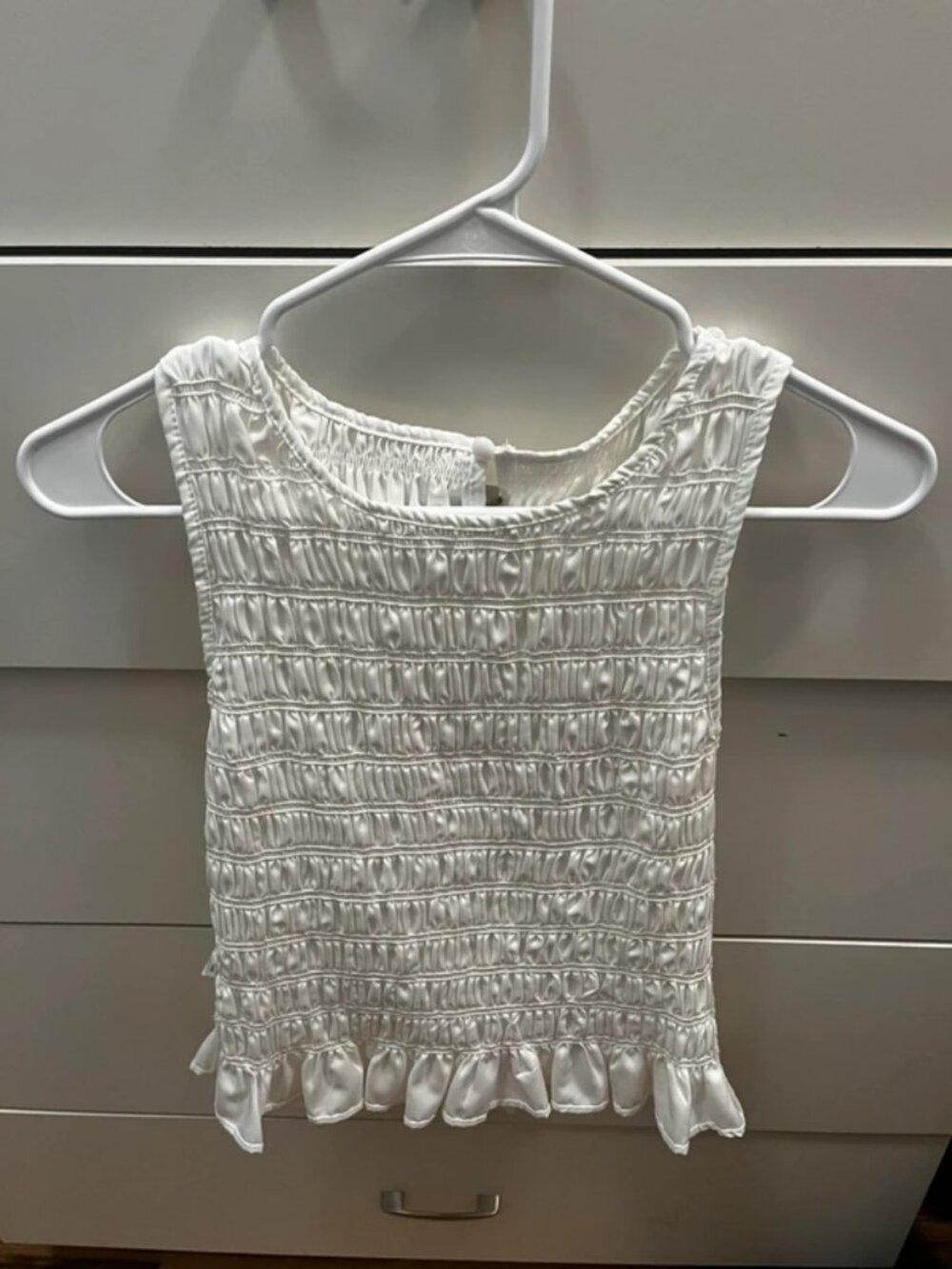 White Ruffle Tank Large